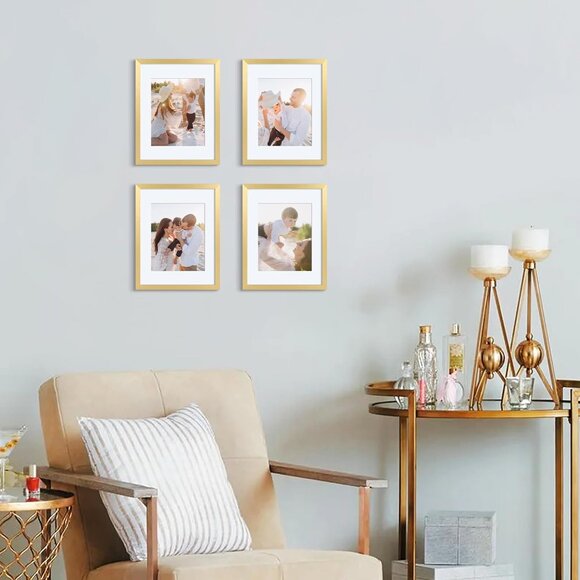 11x14 Picture Frame, Display Pictures 8x10 with Mat or 11x14 Without Mat, Wall H - Picture 2 of 5